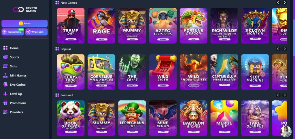 Check out the Crypto-Games Casino games page