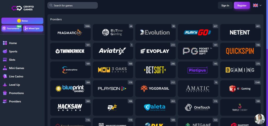 Check out the Crypto-Games Casino providers page