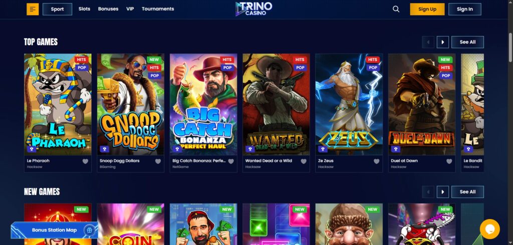 Check out Trino Casino games page