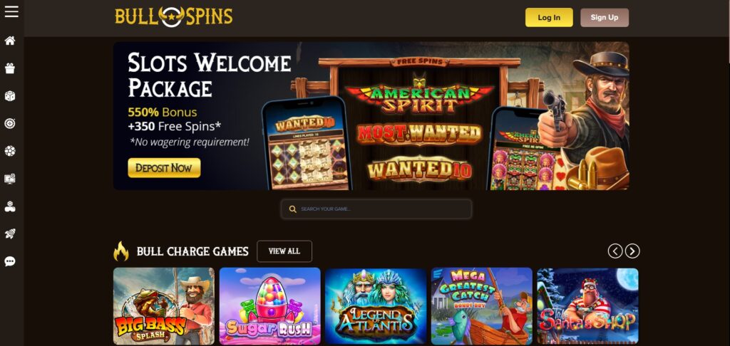 Discover BullSpins Casino homepage