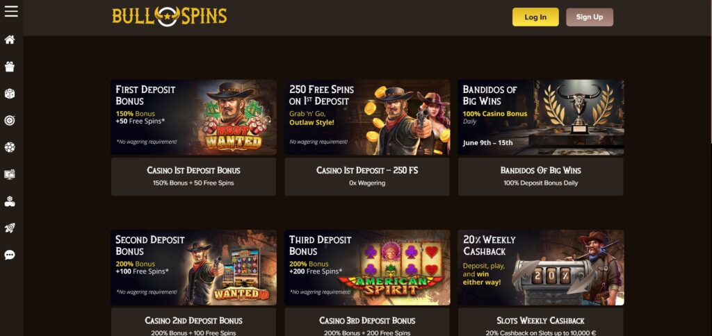 Discover BullSpins Casino promotions page