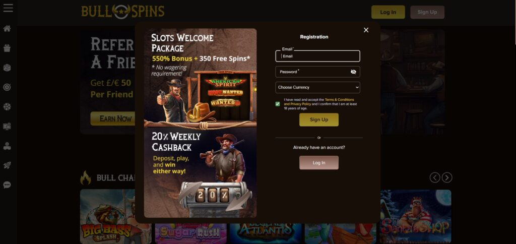 Discover BullSpins Casino sign up