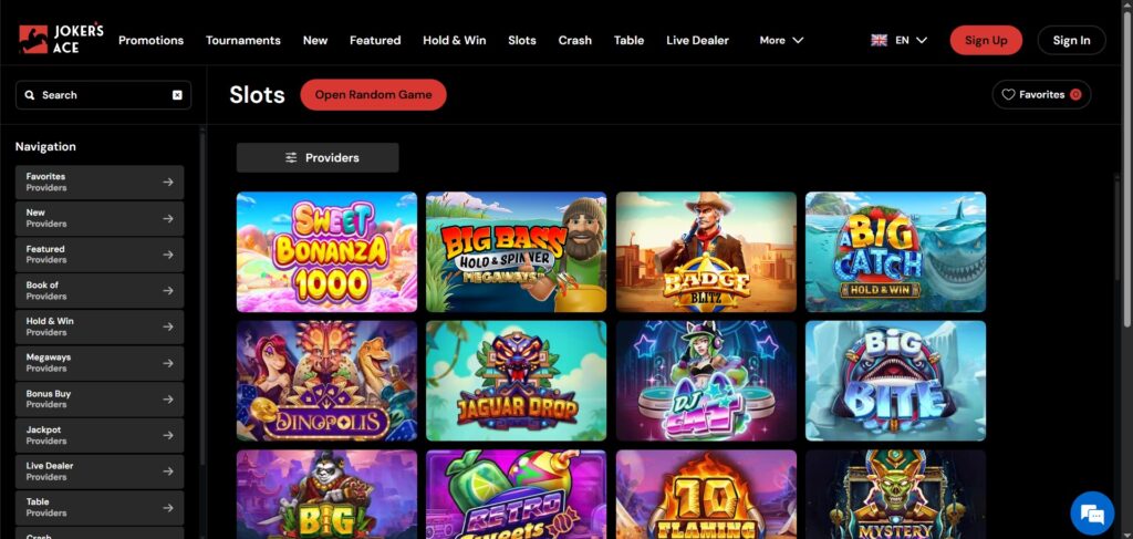 Discover Joker’s Ace Casino slots page