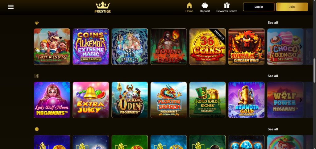 Learn Prestige Casino games page