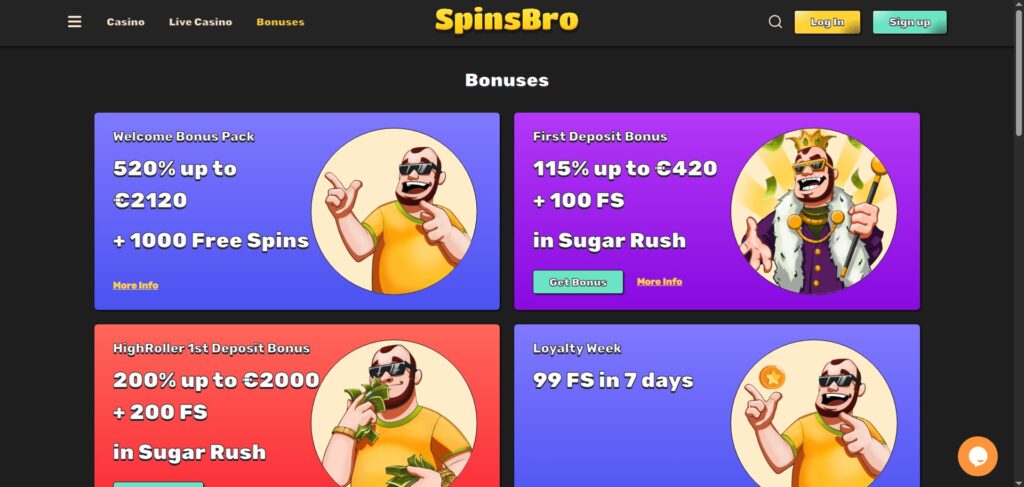 Explore SpinsBro Casino promotions page