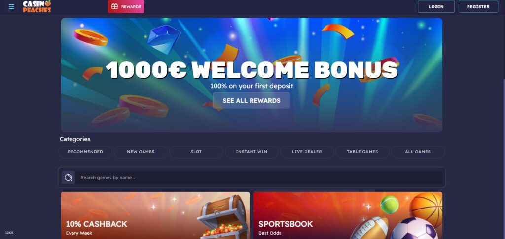 Discover Casino Peaches homepage