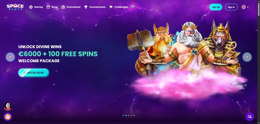 Discover SpaceSlots Casino homepage