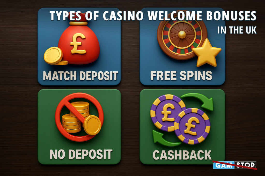 Discover types of casino welcome bonuses in the UK