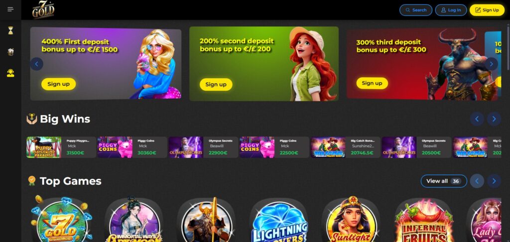 Discover 7Gold Casino homepage