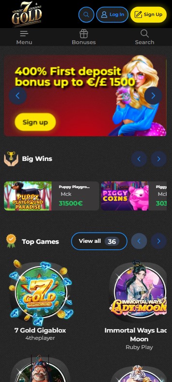 Explore 7Gold Casino mobile app