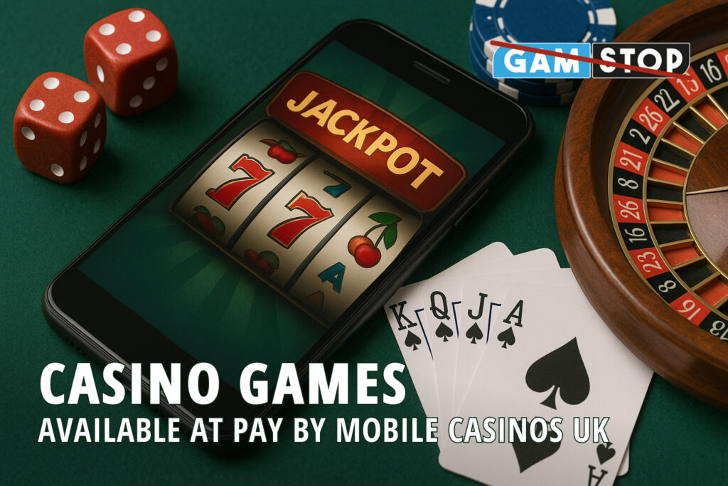 Explore casino games available at pay by mobile casinos UK