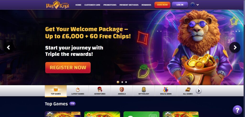 Explore Play Regal Casino homepage