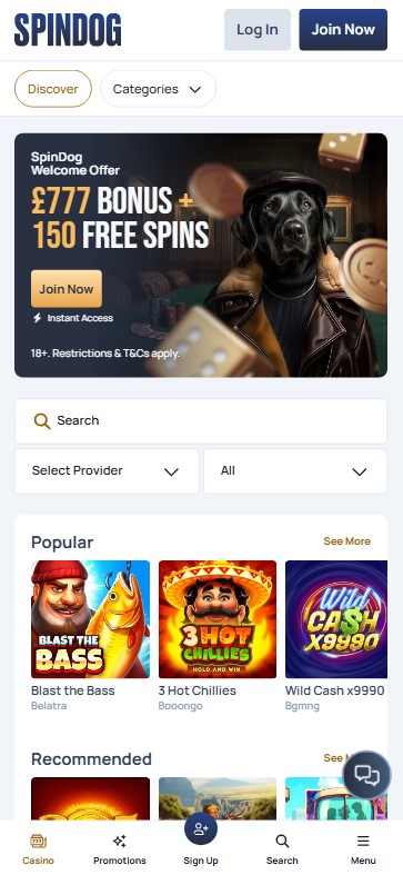 Explore SpinDog Casino mobile app