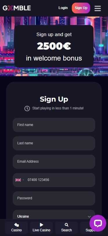 Learn about Gxmble Casino mobile version