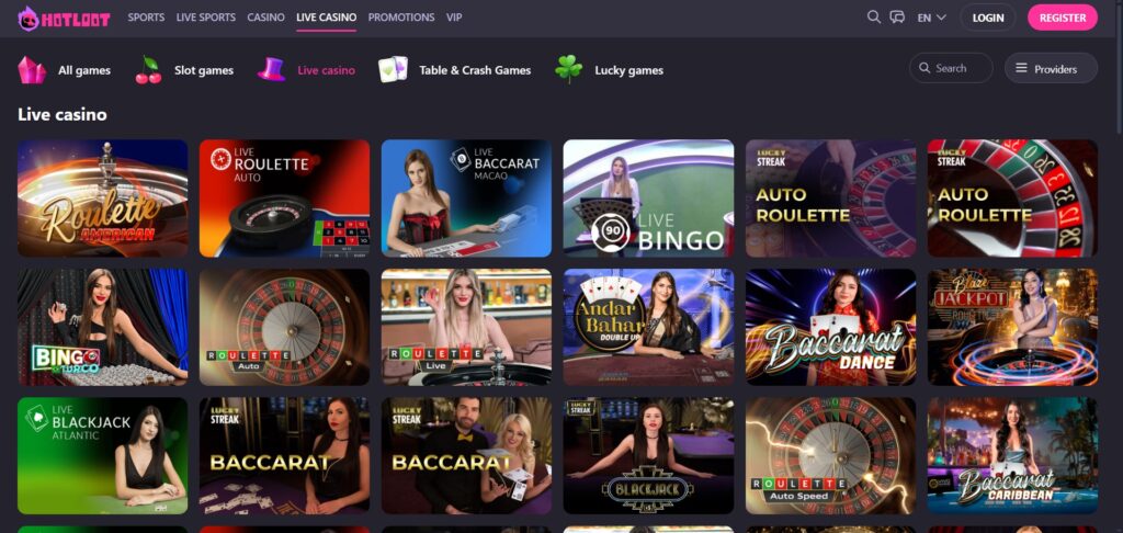 Explore HotLoot Casino live games