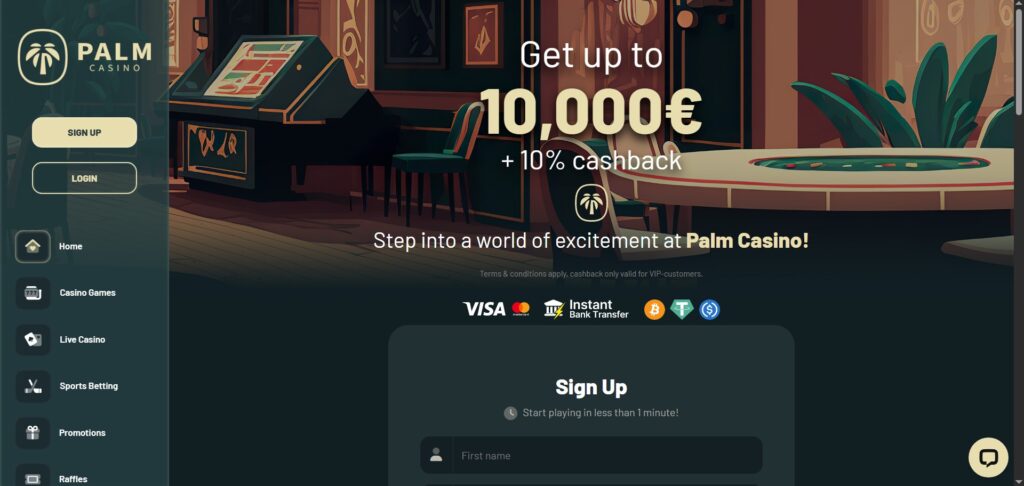 Explore Palm Casino homepage