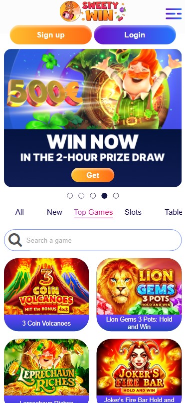 Learn about Sweety Win Casino mobile experience