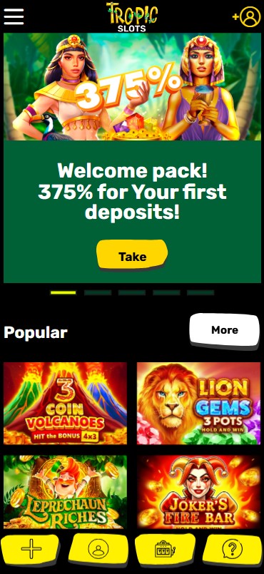 Learn about mobile usability of Tropic Slots Casino