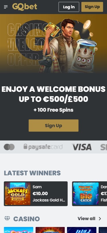 Explore GQbet Casino on mobile devices